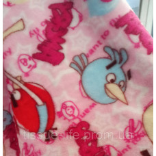 Тканина махра полірована принт Рожевий Angry Birds