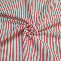 Сорочкова тканина Жатка х/б смужка 5 мм Бордовий з білим