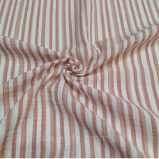 Сорочкова тканина Жатка х/б смужка 12 мм Пудра з білим