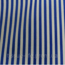 Сорочкова тканина принт смужка 3 мм. Синій із білим