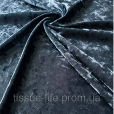 Тканина мармуровий Велюр стрейч (оксамит) Темно-сірий