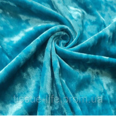 Тканина мармуровий Велюр стрейч (бархіт) Блакитний
